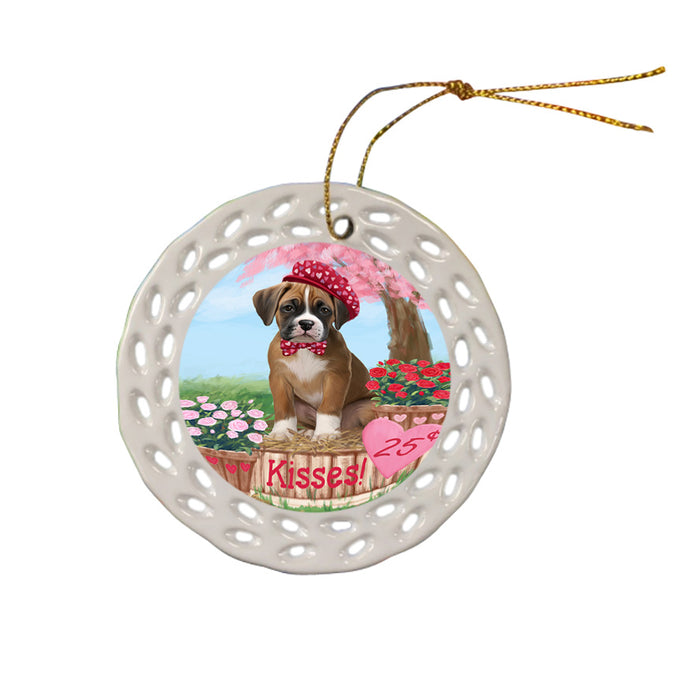 Rosie 25 Cent Kisses Boxer Dog Ceramic Doily Ornament DPOR56306