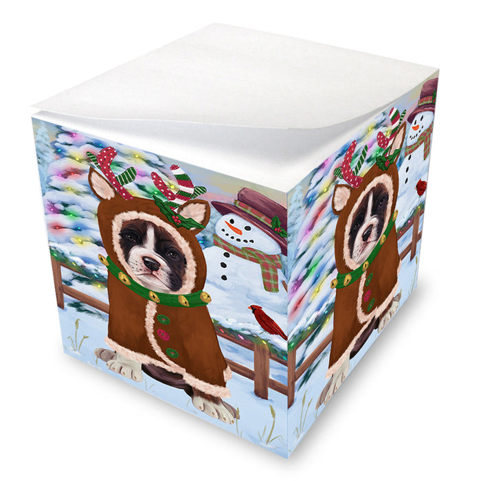 Christmas Gingerbread House Candyfest Boxer Dog Note Cube NOC54284