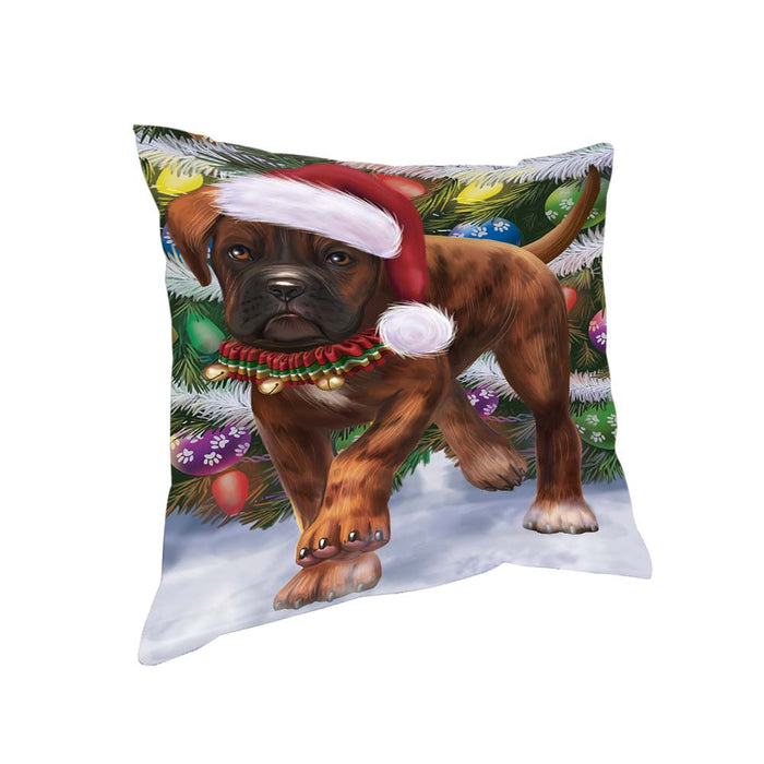 Trotting in the Snow Boxer Dog Pillow PIL70632