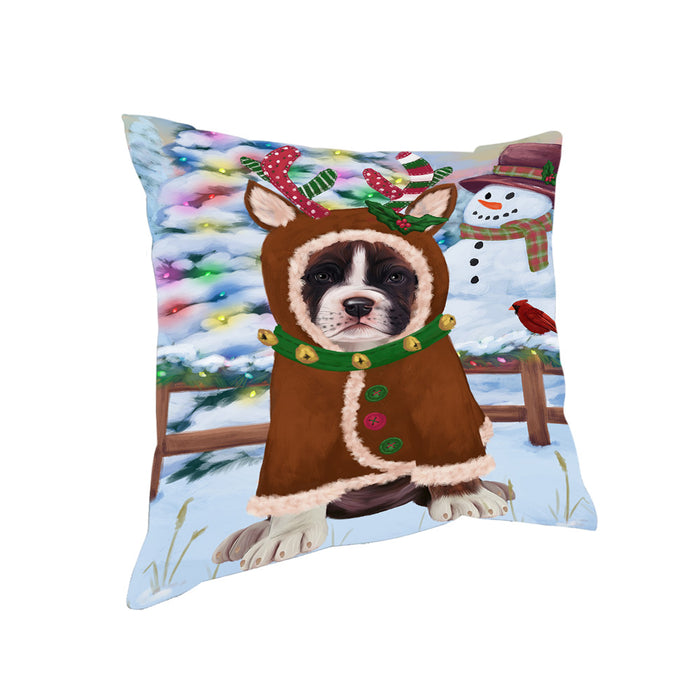 Christmas Gingerbread House Candyfest Boxer Dog Pillow PIL79140