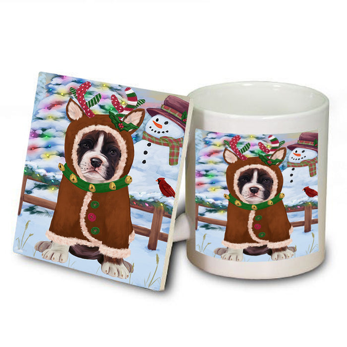 Christmas Gingerbread House Candyfest Boxer Dog Mug and Coaster Set MUC56204