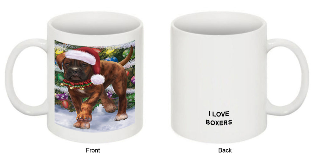 Trotting in the Snow Boxer Dog Coffee Mug MUG50824