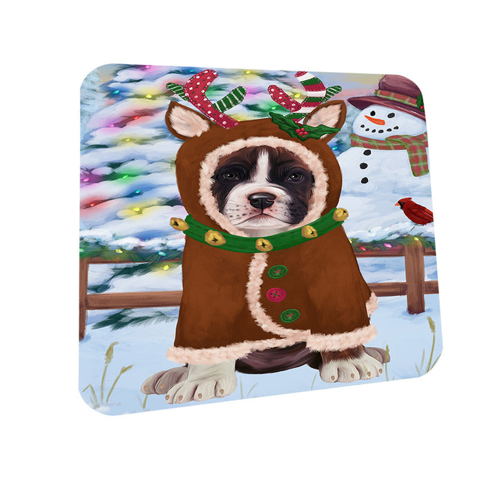 Christmas Gingerbread House Candyfest Boxer Dog Coasters Set of 4 CST56170