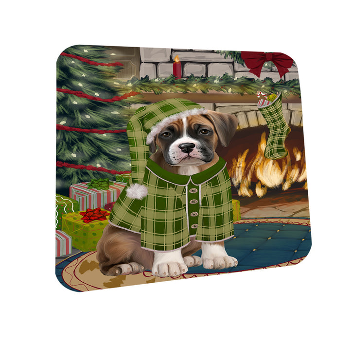 The Stocking was Hung Boxer Dog Coasters Set of 4 CST55201