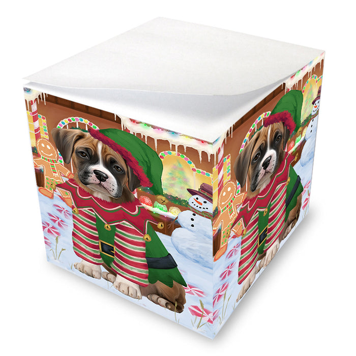 Christmas Gingerbread House Candyfest Boxer Dog Note Cube NOC54285