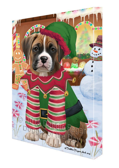 Christmas Gingerbread House Candyfest Boxer Dog Canvas Print Wall Art Décor CVS128141