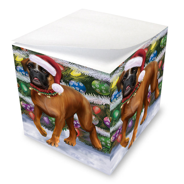 Trotting in the Snow Boxer Dog Note Cube NOC53773