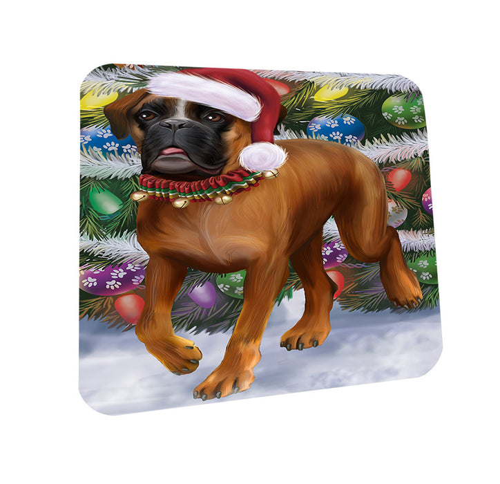 Trotting in the Snow Boxer Dog Coasters Set of 4 CST55385