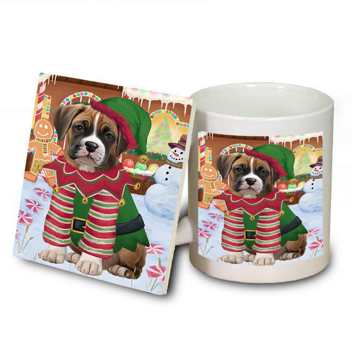 Christmas Gingerbread House Candyfest Boxer Dog Mug and Coaster Set MUC56205