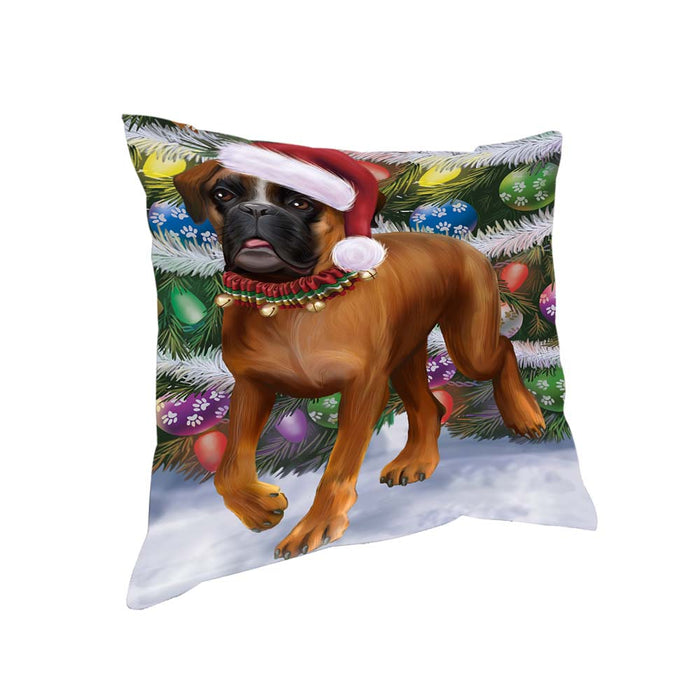 Trotting in the Snow Boxer Dog Pillow PIL70636