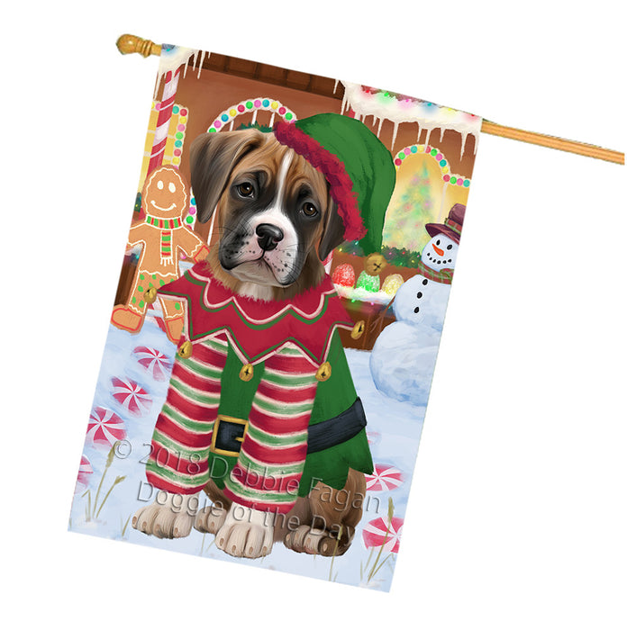 Christmas Gingerbread House Candyfest Boxer Dog House Flag FLG56897