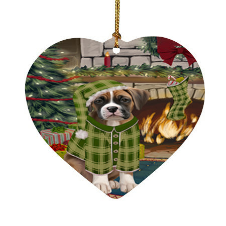 The Stocking was Hung Boxer Dog Heart Christmas Ornament HPOR55599