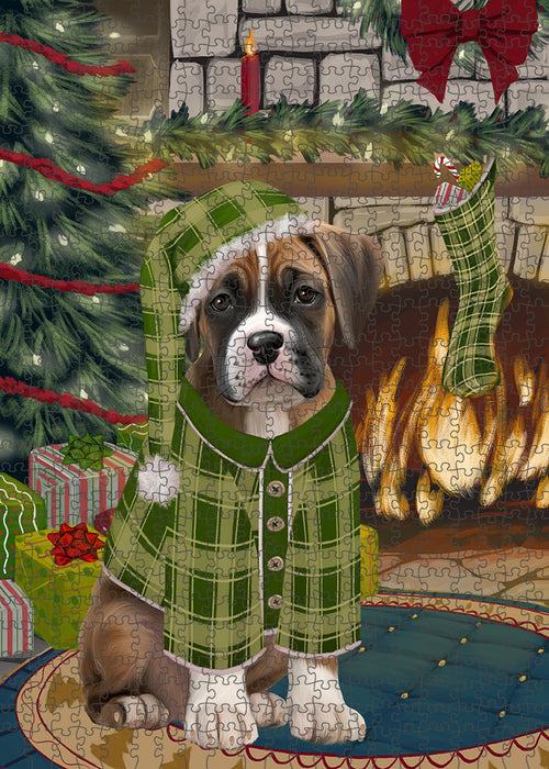 The Stocking was Hung Boxer Dog Puzzle with Photo Tin PUZL89176