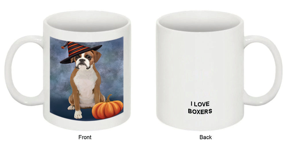 Happy Halloween Boxer Dog Wearing Witch Hat with Pumpkin Coffee Mug MUG50337