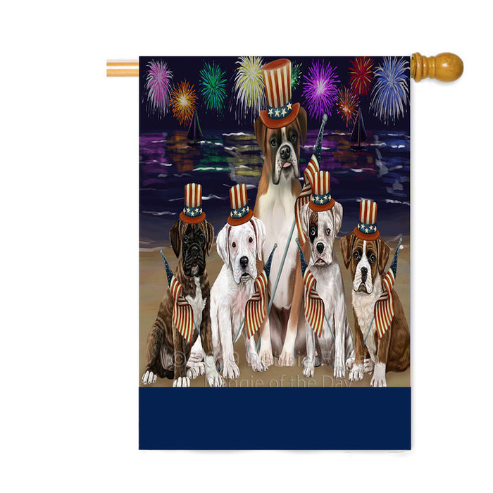 Personalized 4th of July Firework Boxer Dogs Custom House Flag FLG-DOTD-A57877