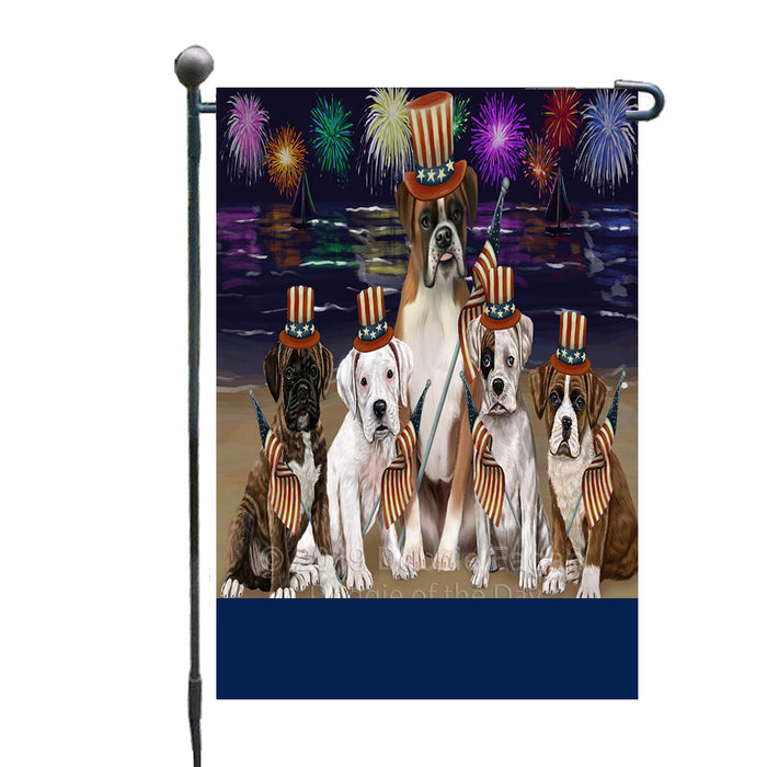 Personalized 4th of July Firework Boxer Dogs Custom Garden Flags GFLG-DOTD-A57821