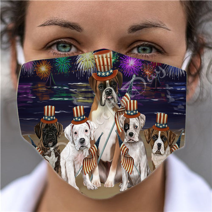 4th of July Independence Day Boxer Dogs Face Mask FM49386