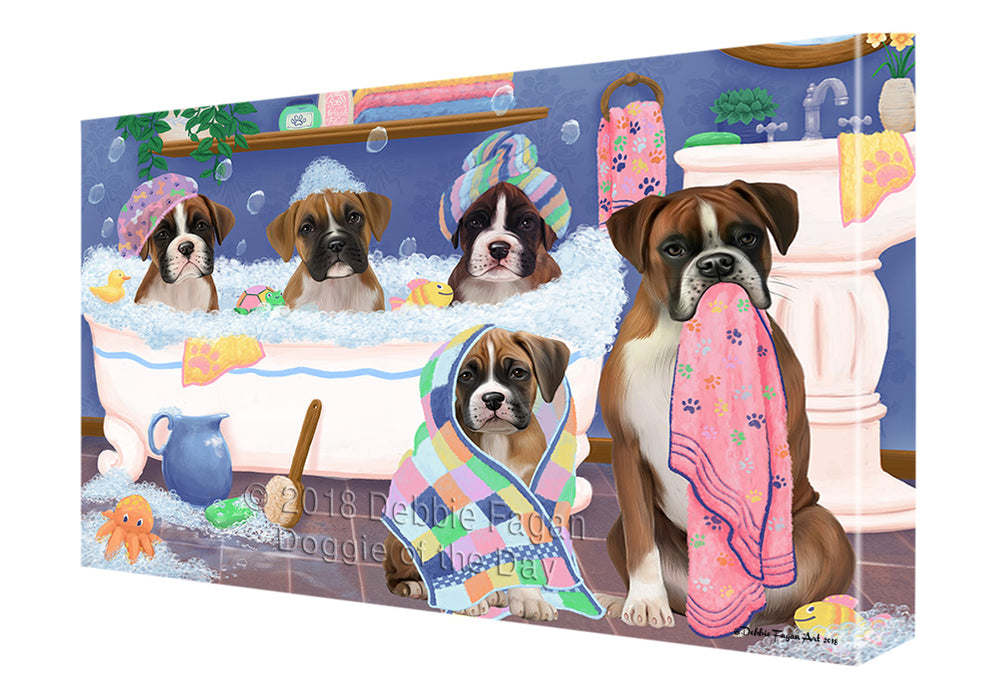 Rub A Dub Dogs In A Tub Boxers Dog Canvas Print Wall Art Décor CVS133172