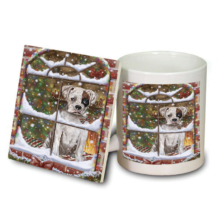 Please Come Home For Christmas Boxer Dog Sitting In Window Mug and Coaster Set MUC53931
