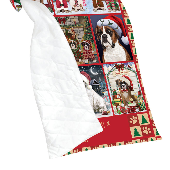 Love is Being Owned Christmas Boxer Dogs Quilt