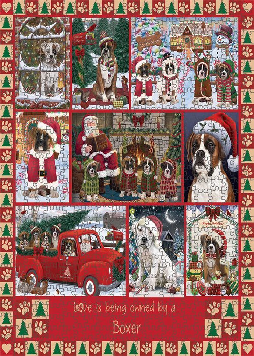 Love is Being Owned Christmas Boxer Dogs Puzzle with Photo Tin PUZL99308
