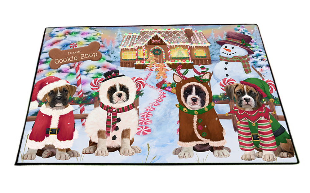 Holiday Gingerbread Cookie Shop Boxers Dog Floormat FLMS53199