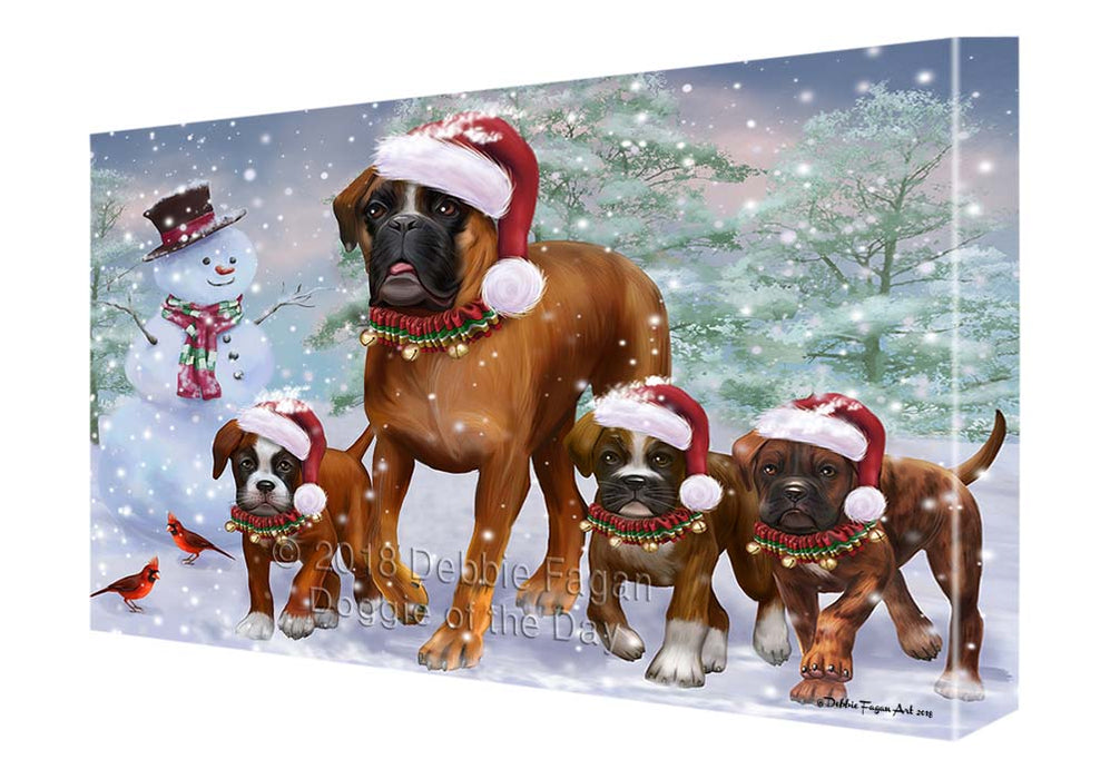 Christmas Running Family Boxers Dog Canvas Print Wall Art Décor CVS119114