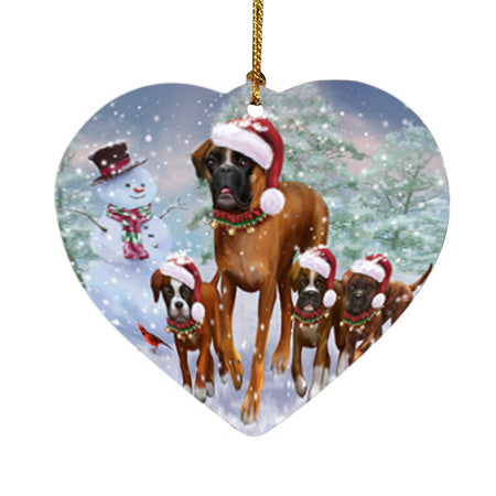Christmas Running Family Boxers Dog Heart Christmas Ornament HPOR55821