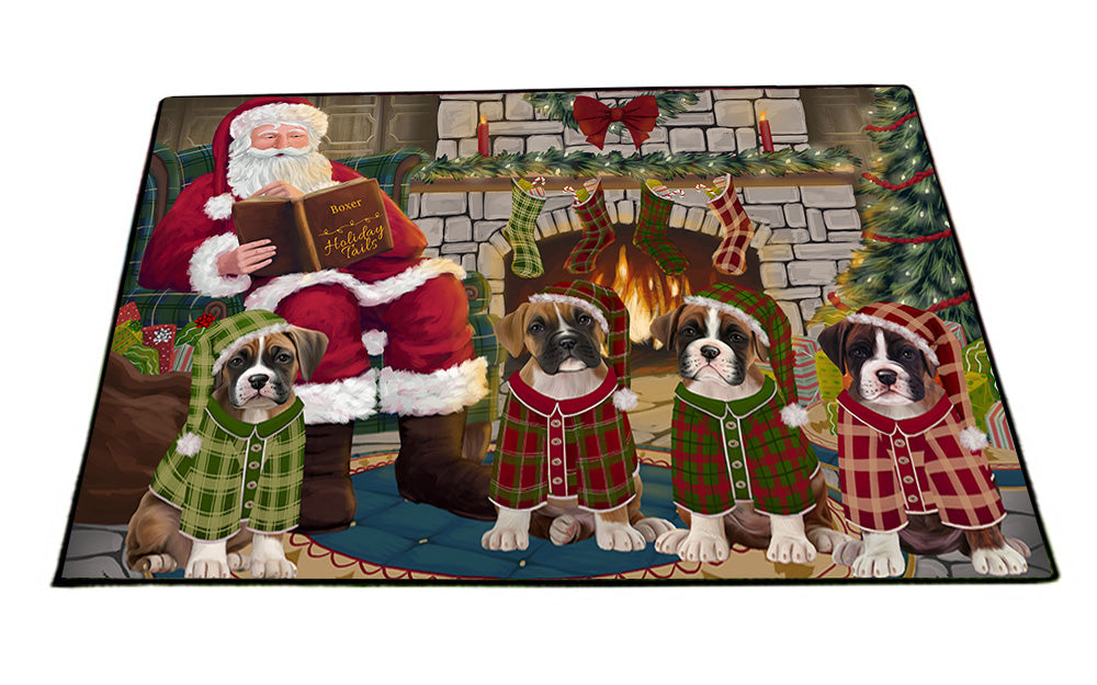 Christmas Cozy Holiday Tails Boxers Dog Floormat FLMS52611