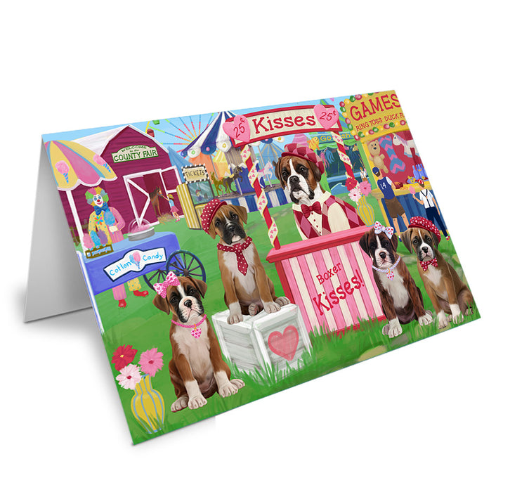 Carnival Kissing Booth Boxers Dog Handmade Artwork Assorted Pets Greeting Cards and Note Cards with Envelopes for All Occasions and Holiday Seasons GCD72212