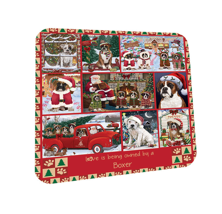 Love is Being Owned Christmas Boxer Dogs Coasters Set of 4 CST57166
