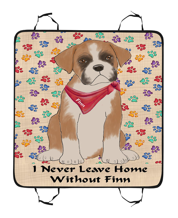 Personalized I Never Leave Home Paw Print Boxer Dogs Pet Back Car Seat Cover