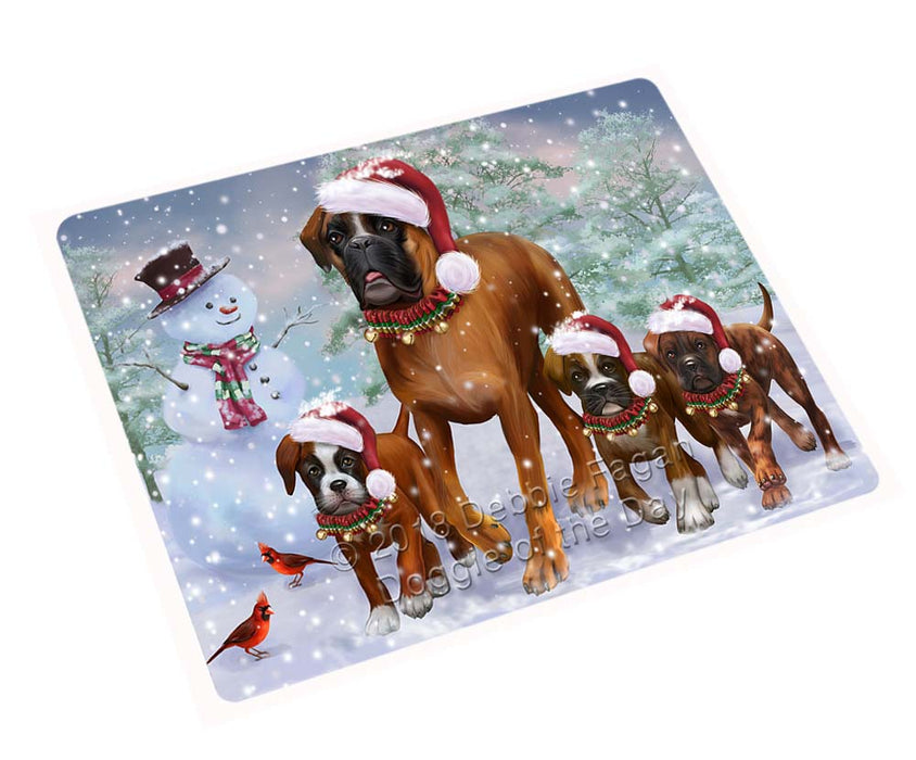 Christmas Running Family Boxers Dog Magnet MAG71532 (Small 5.5" x 4.25")