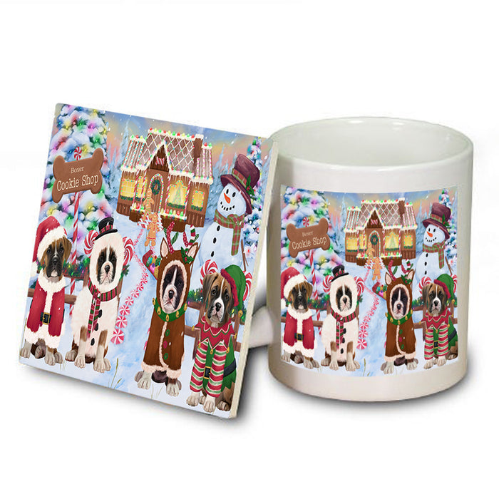 Holiday Gingerbread Cookie Shop Boxers Dog Mug and Coaster Set MUC56376