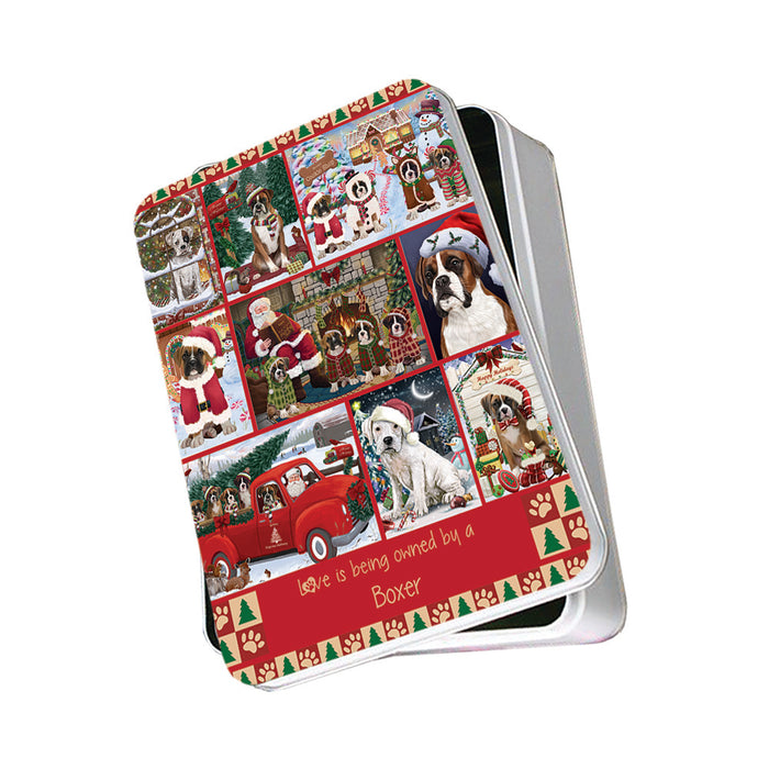 Love is Being Owned Christmas Boxer Dogs Photo Storage Tin PITN57151