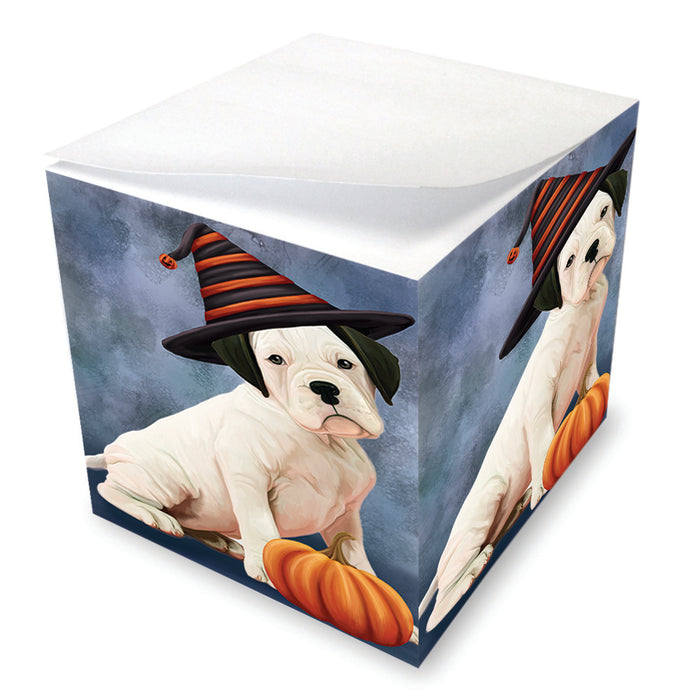 Happy Halloween Boxer Dog Wearing Witch Hat with Pumpkin Note Cube NOC56431