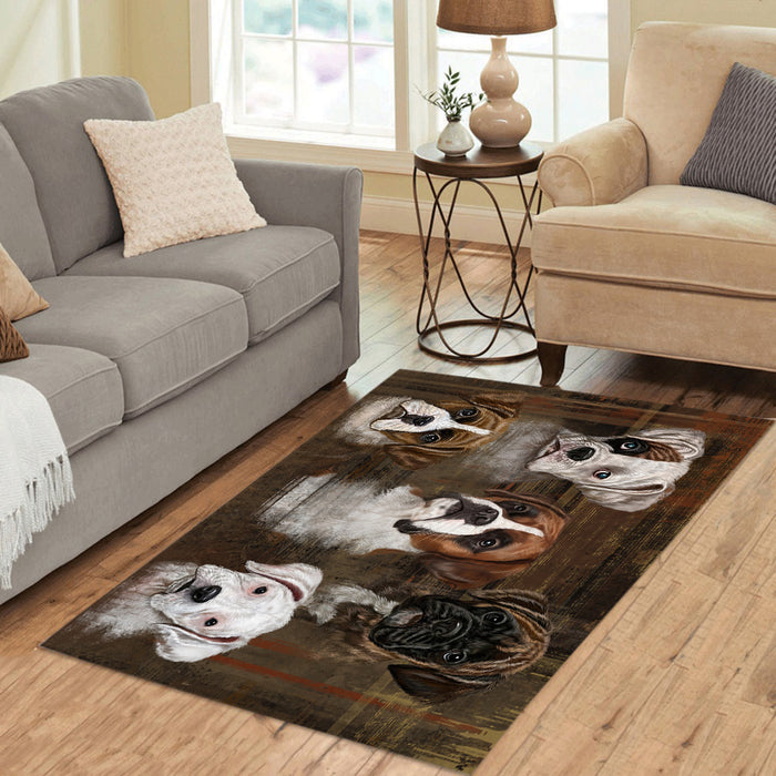 Rustic Boxer Dogs Area Rug