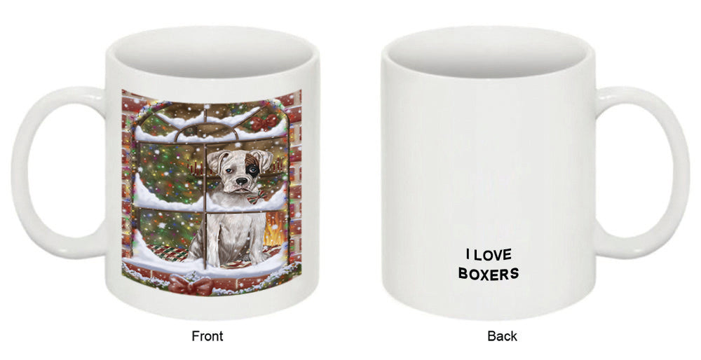 Please Come Home For Christmas Boxer Dog Sitting In Window Coffee Mug MUG49337