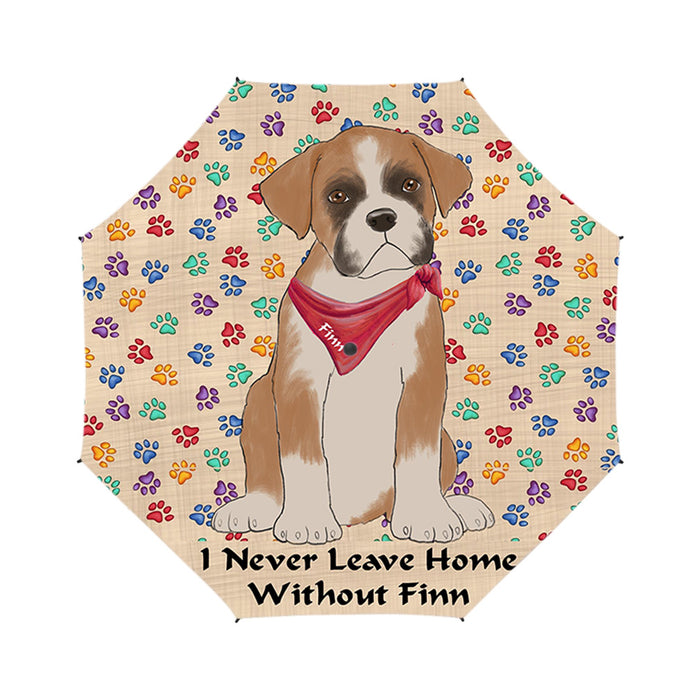 Custom Pet Name Personalized I never Leave Home Boxer Dog Semi-Automatic Foldable Umbrella