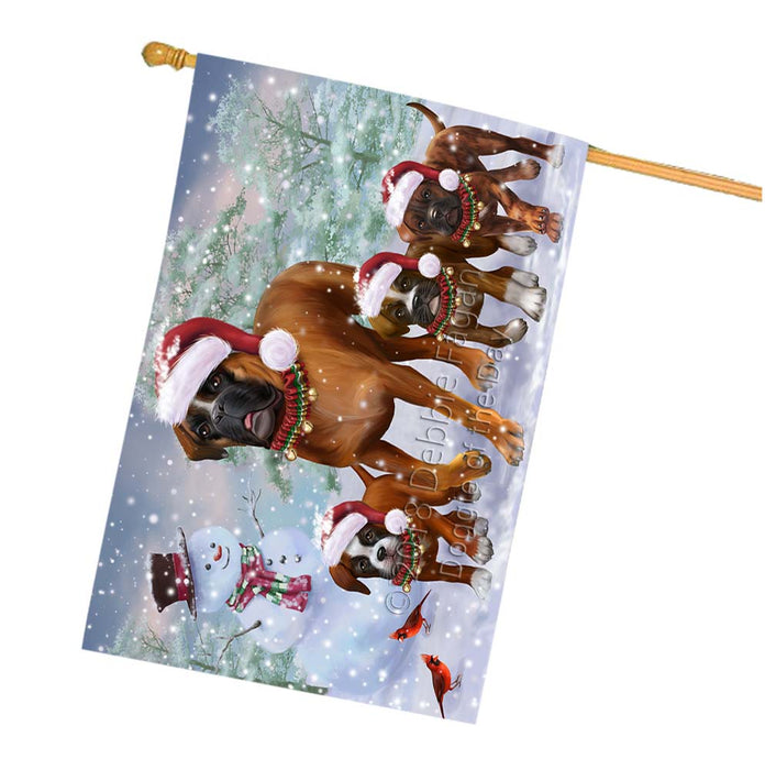 Christmas Running Family Boxers Dog House Flag FLG55894