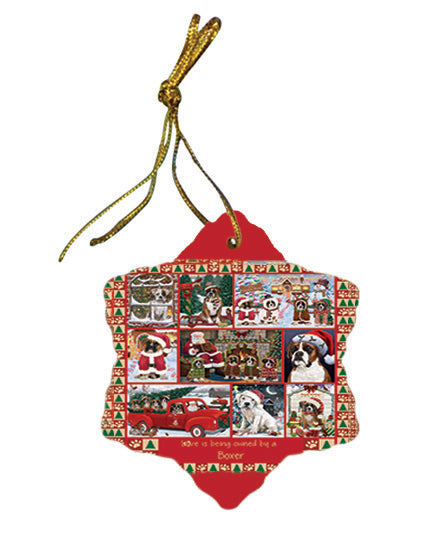 Love is Being Owned Christmas Boxer Dogs Star Porcelain Ornament SPOR57835