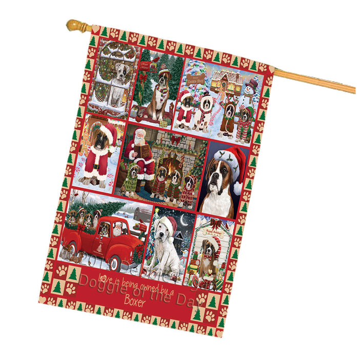 Love is Being Owned Christmas Boxer Dogs House Flag FLG66047