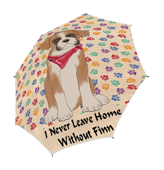 Custom Pet Name Personalized I never Leave Home Boxer Dog Semi-Automatic Foldable Umbrella