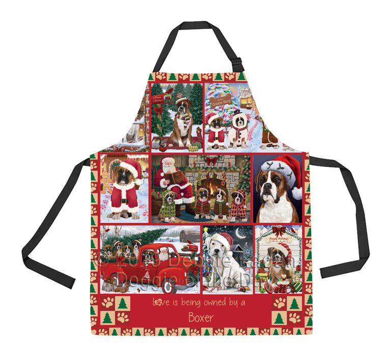 Love is Being Owned Christmas Boxer Dogs Apron
