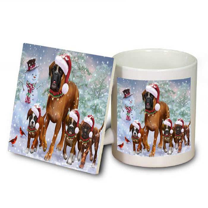 Christmas Running Family Boxers Dog Mug and Coaster Set MUC55457