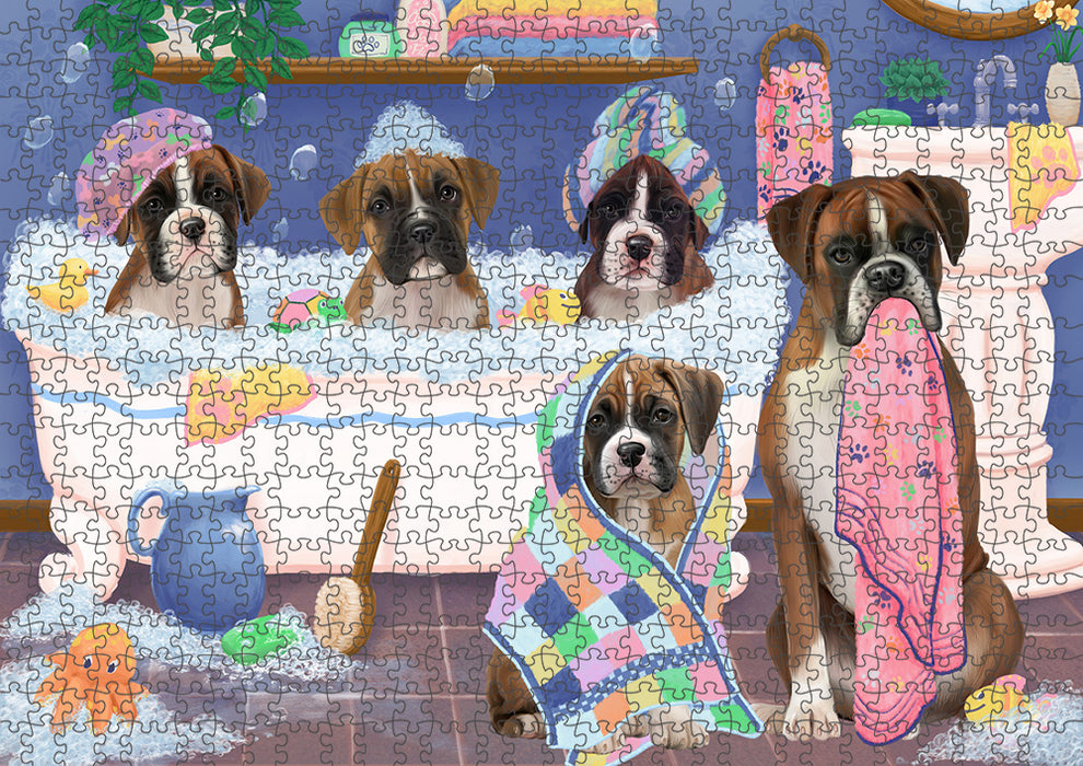 Rub A Dub Dogs In A Tub Boxers Dog Puzzle with Photo Tin PUZL95288