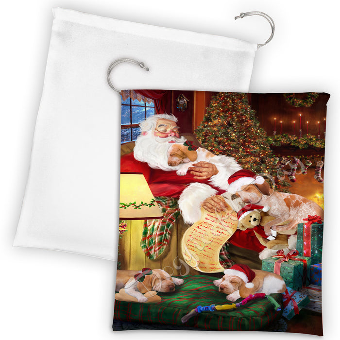 Santa Sleeping with Bracco Italiano Dogs Drawstring Laundry or Gift Bag LGB48789