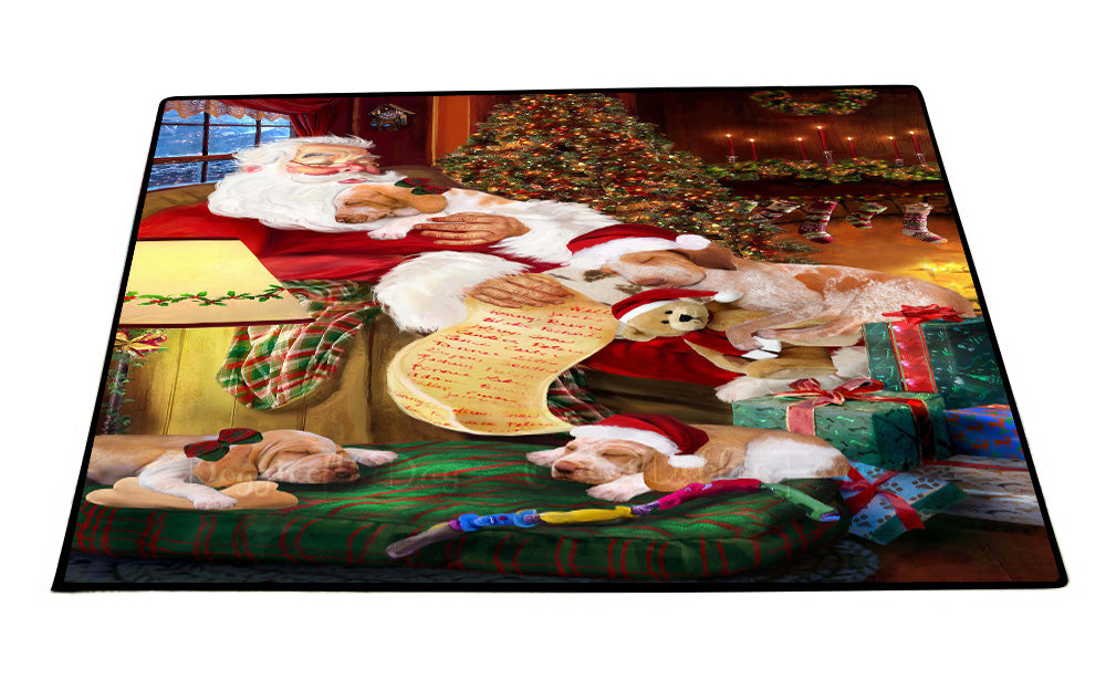 Santa Sleeping with Bracco Italiano Dogs Floor Mat- Anti-Slip Pet Door Mat Indoor Outdoor Front Rug Mats for Home Outside Entrance Pets Portrait Unique Rug Washable Premium Quality Mat