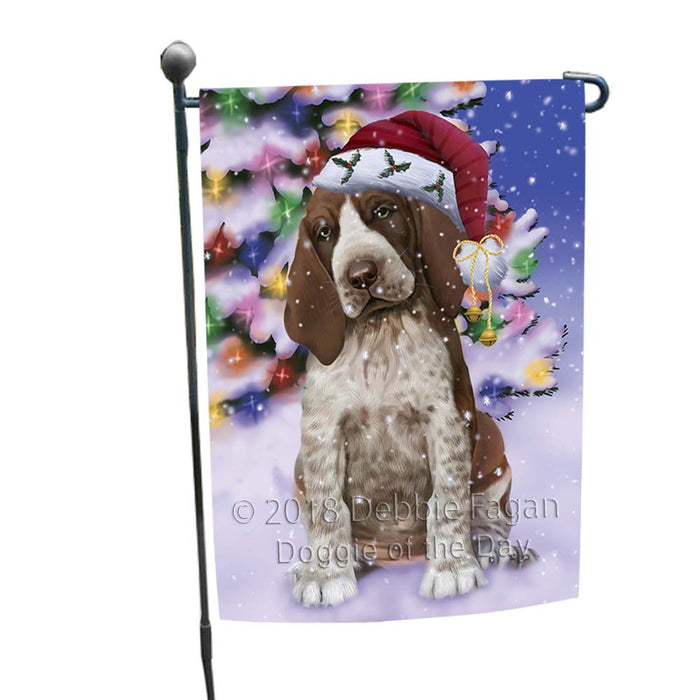 Winterland Wonderland Bracco Italiano Dog In Christmas Holiday Scenic Background Garden Flag GFLG55982
