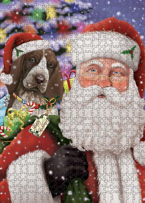Santa Carrying Bracco Italiano Dog and Christmas Presents Puzzle with Photo Tin PUZL90168